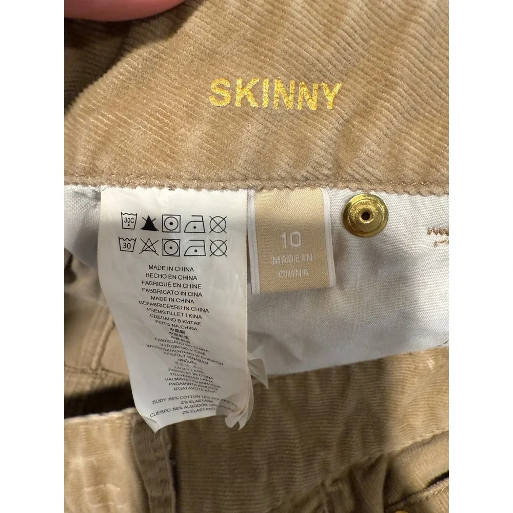 Michael Kors Skinny‎ Corduroy Pants Tan Women's Size 10